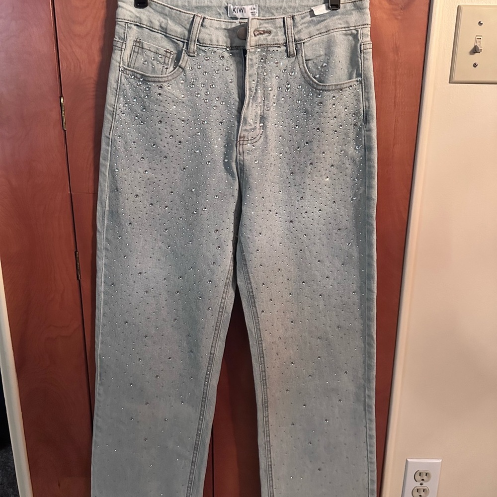 Kiwi Denim with Studded Accents on the front